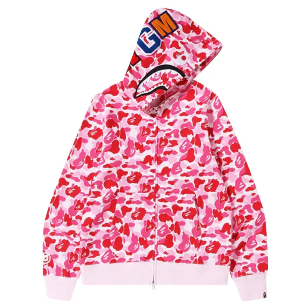 BAPE ABC Camo Shark Full Zip Hoodie Pink BAPE ABC Camo Shark Full Zip Hoodie Pink
