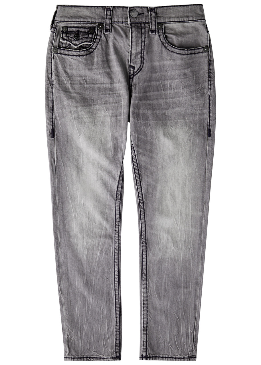 True Religion Rocco Distressed Slim-leg Jeans – Grey – W True Religion Rocco Distressed Slim-leg Jeans – Grey – W
