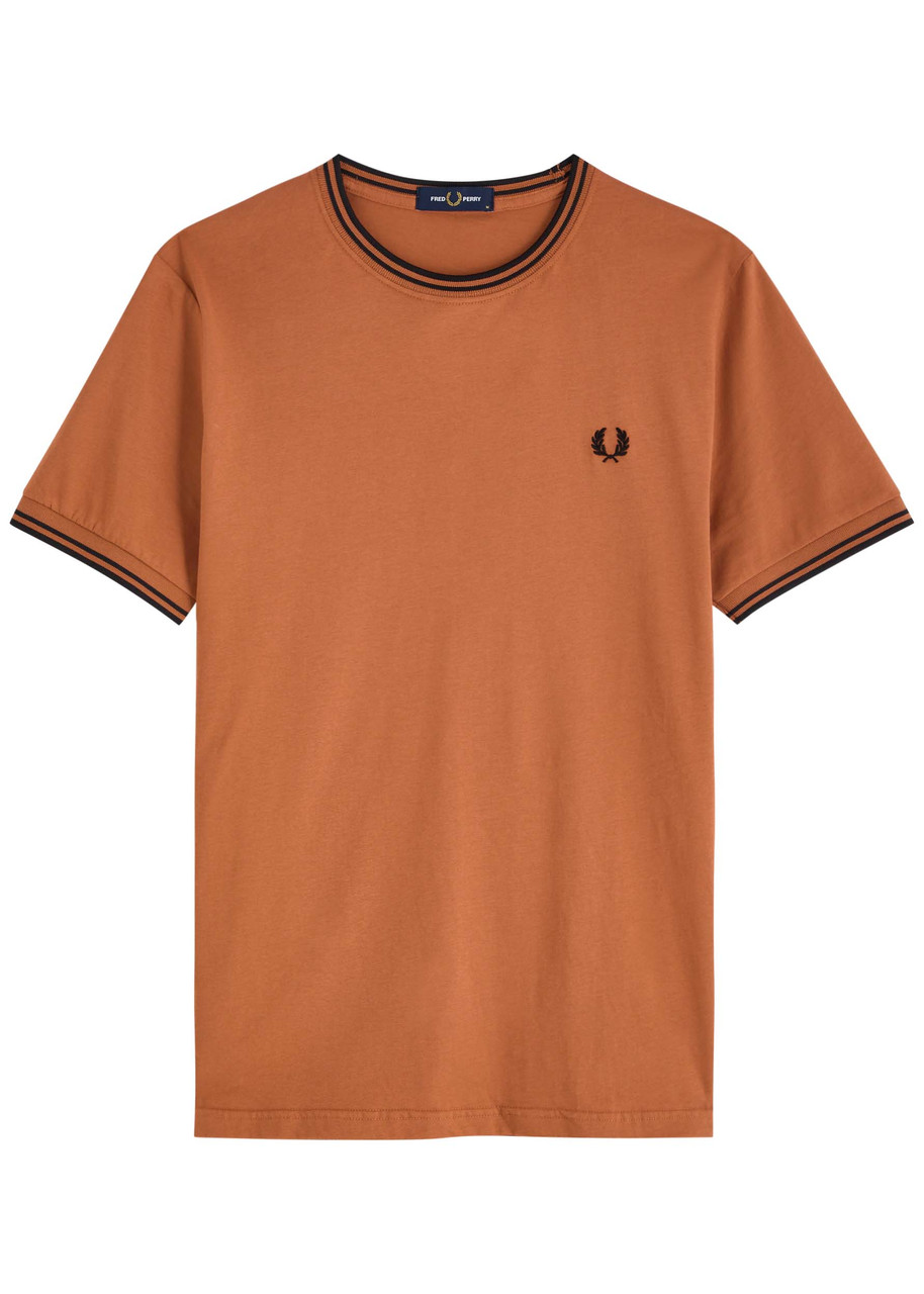Fred Perry Stripe-trimmed Logo Cotton shirt – Orange Fred Perry Stripe-trimmed Logo Cotton shirt – Orange