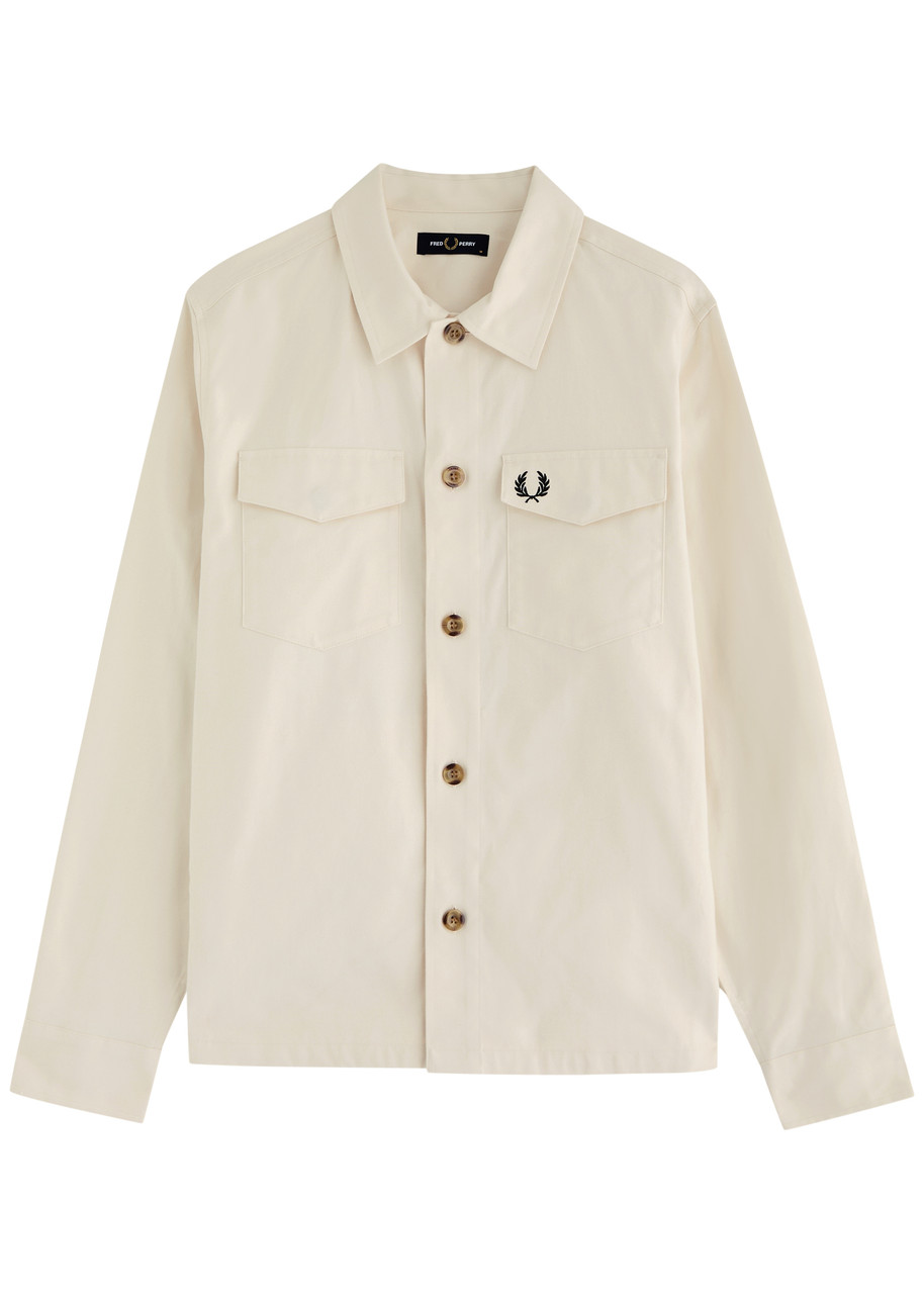 Fred Perry Logo-embroidered Cotton-twill Overshirt – Cream