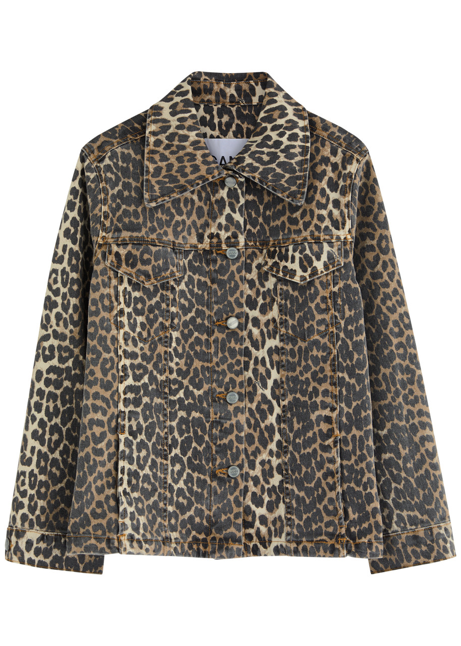 Ganni Leopard-print Stretch-denim Jacket – x