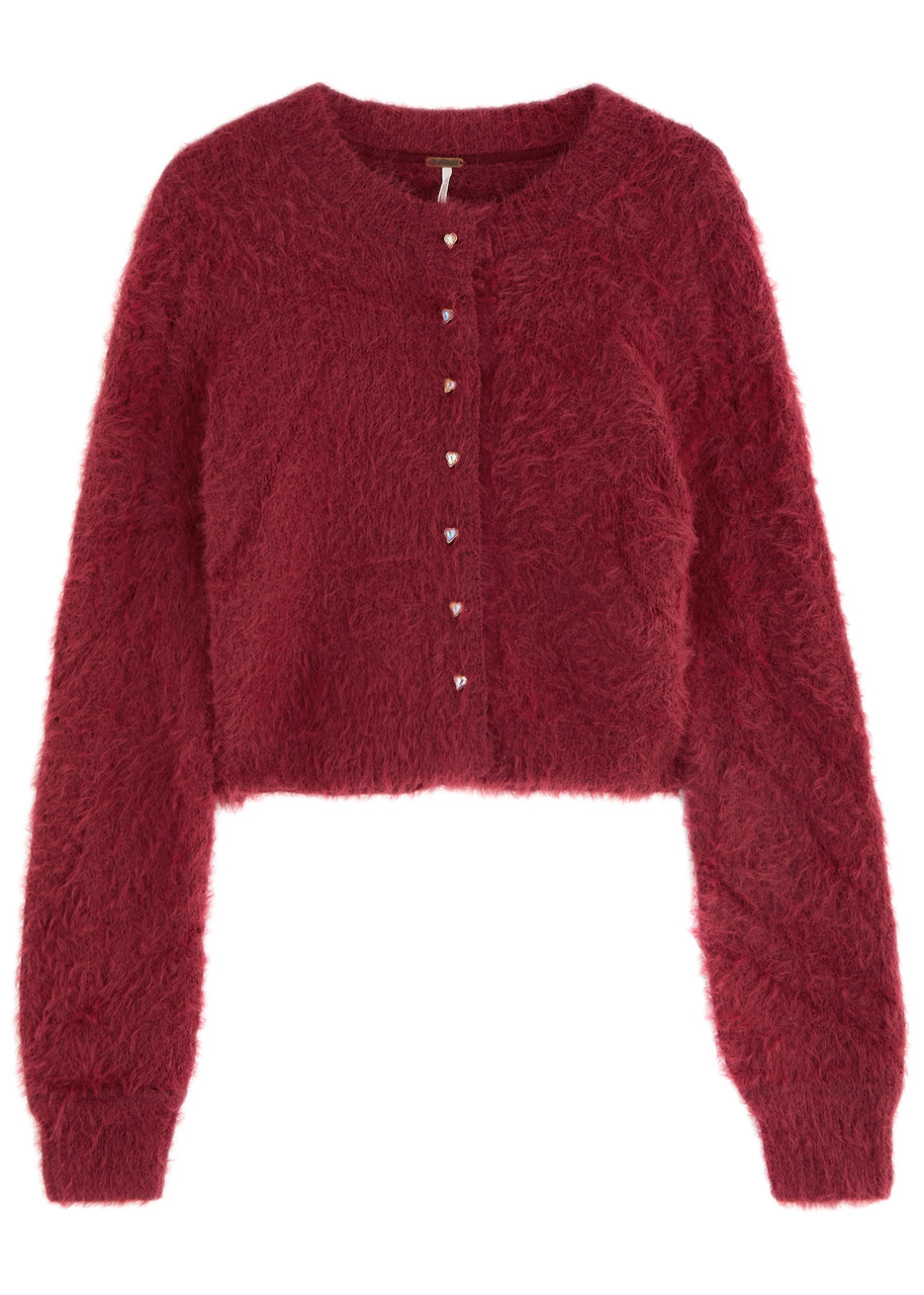 Free People Celeste Brushed-knit Cardigan – Red Free People Celeste Brushed-knit Cardigan – Red
