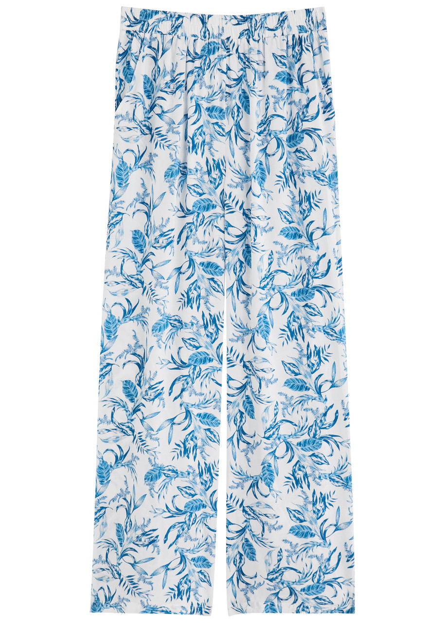 Melissa Odabash Olivia Floral-print Wide-leg Trousers – Blue – S – S Melissa Odabash Olivia Floral-print Wide-leg Trousers – Blue – S – S