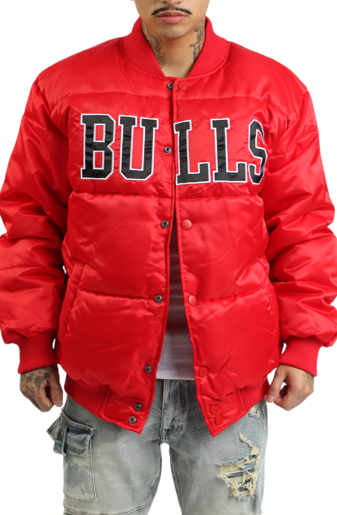 Men Bulls Puffer Jacket RedBlack Jackets S RedBlack Men Bulls Puffer Jacket RedBlack Jackets S RedBlack