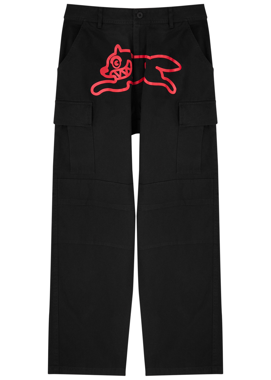 Ice Cream Running Dog Cotton Cargo Trousers – Black