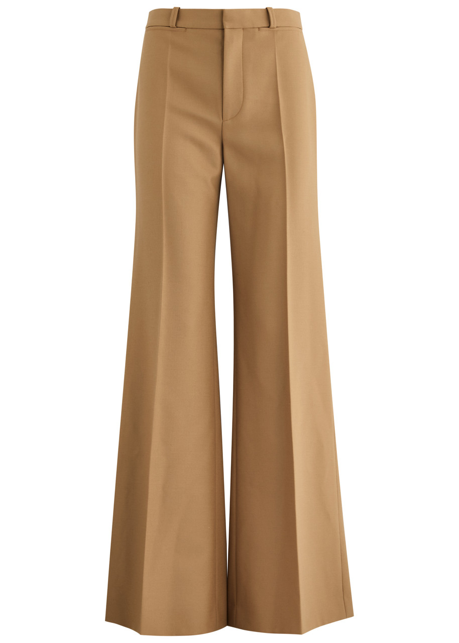 Chloe Flared-leg Wool Trousers – Beige – M Chloe Flared-leg Wool Trousers – Beige – M