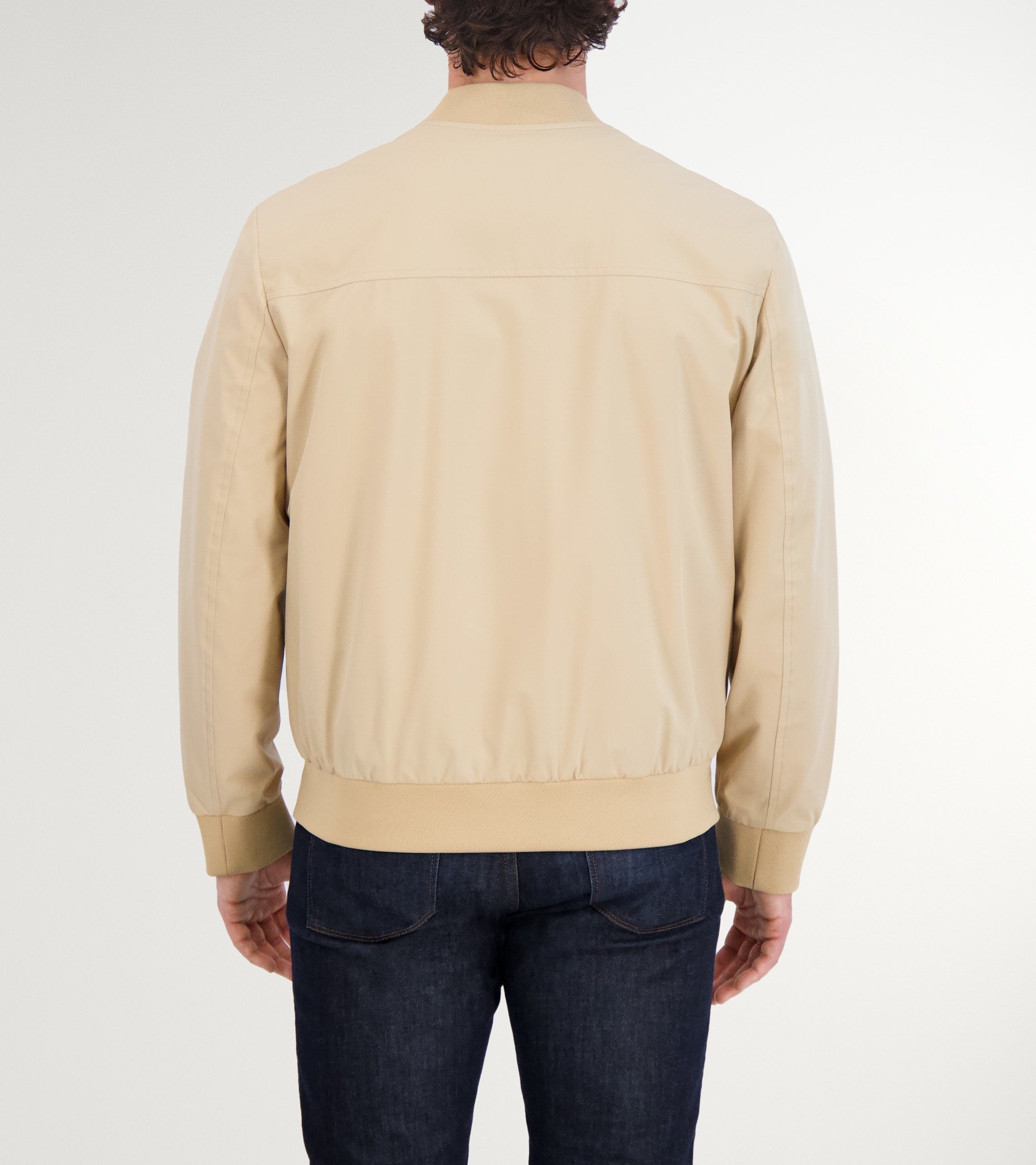 Cole Haan Men’s Nylon Bomber Jacket – Beige Size