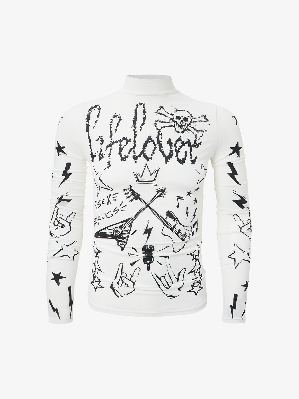 Punk Graphic Mesh Long Sleeve Top Punk Graphic Mesh Long Sleeve Top