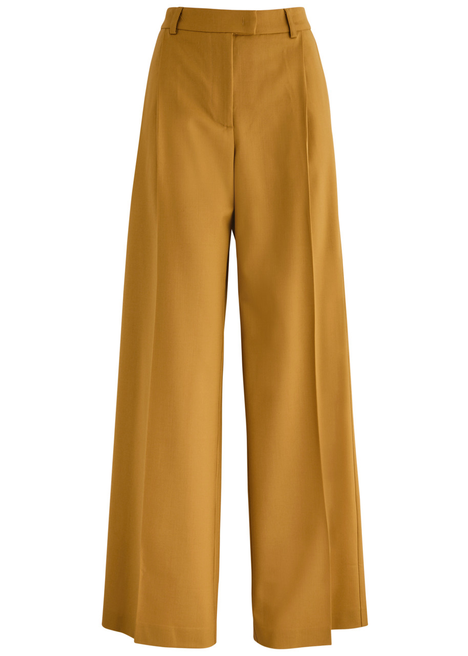 LA Double J Wide-leg Stretch-wool Trousers – Yellow LA Double J Wide-leg Stretch-wool Trousers – Yellow