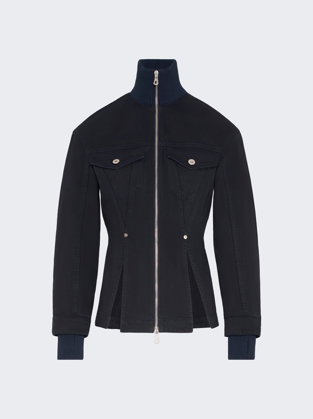 Overdyed Denim Jacket With Slits Navy Overdyed Denim Jacket With Slits Navy