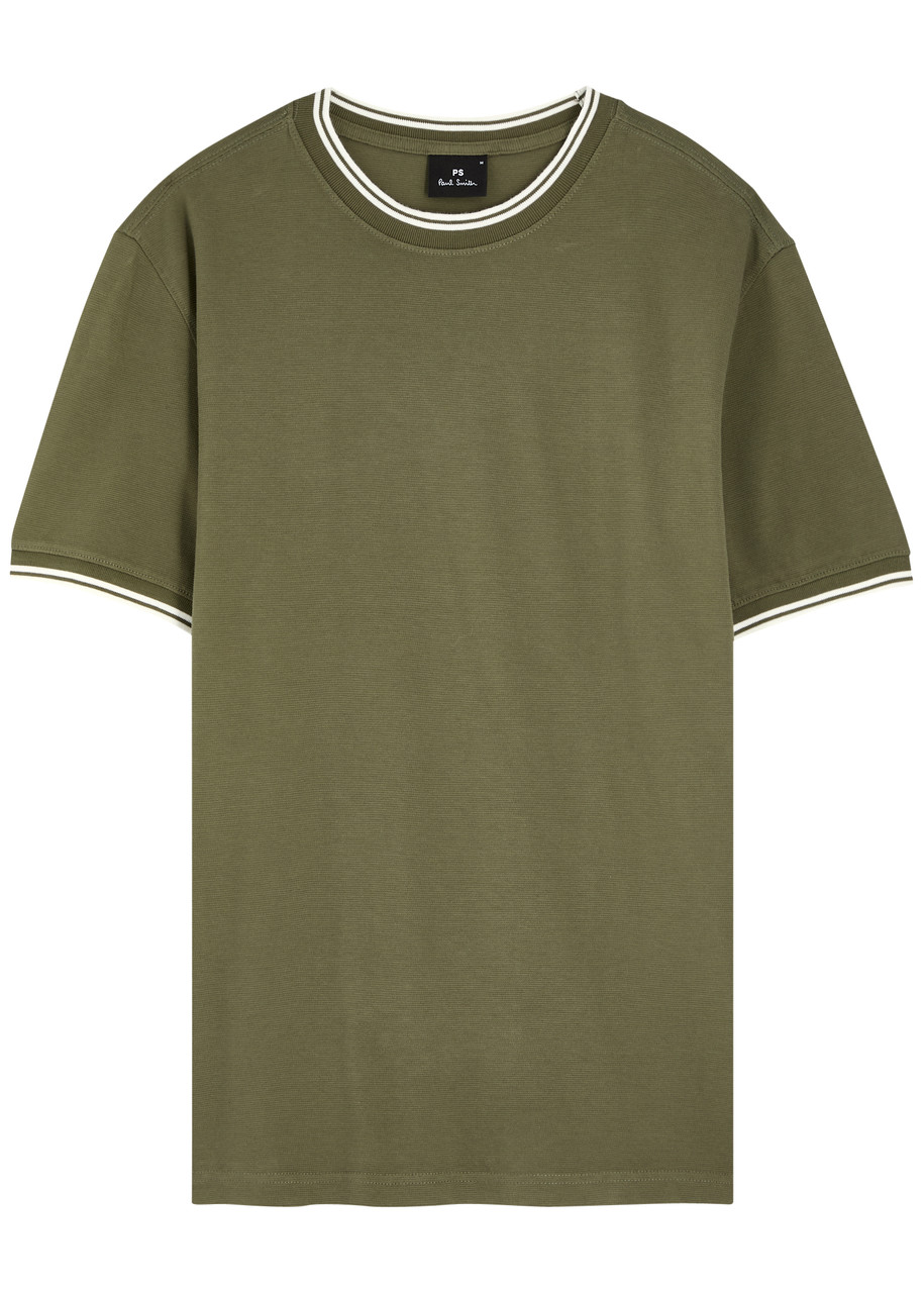 PS Paul Smith Stripe-trimmed Piqu Cotton shirt – Green