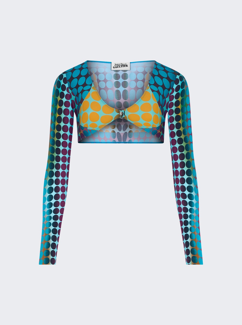 Re-edition: Long Sleeve Crop Top Blue Dots Print Re-edition: Long Sleeve Crop Top Blue Dots Print