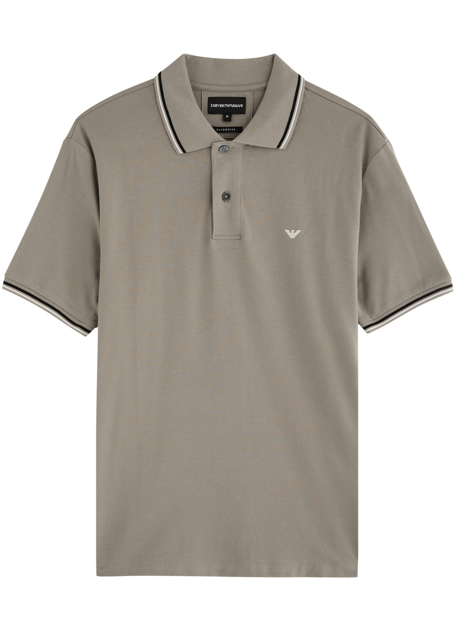 Emporio Armani Logo Piqu Stretch-cotton Polo Shirt – Grey