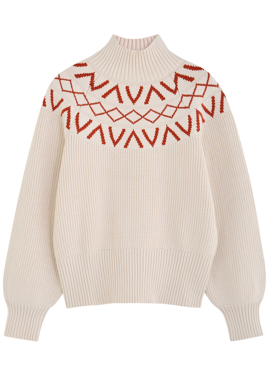 Varley Marcie Fair-isle Knitted Jumper – Cream – L L Varley Marcie Fair-isle Knitted Jumper – Cream – L L