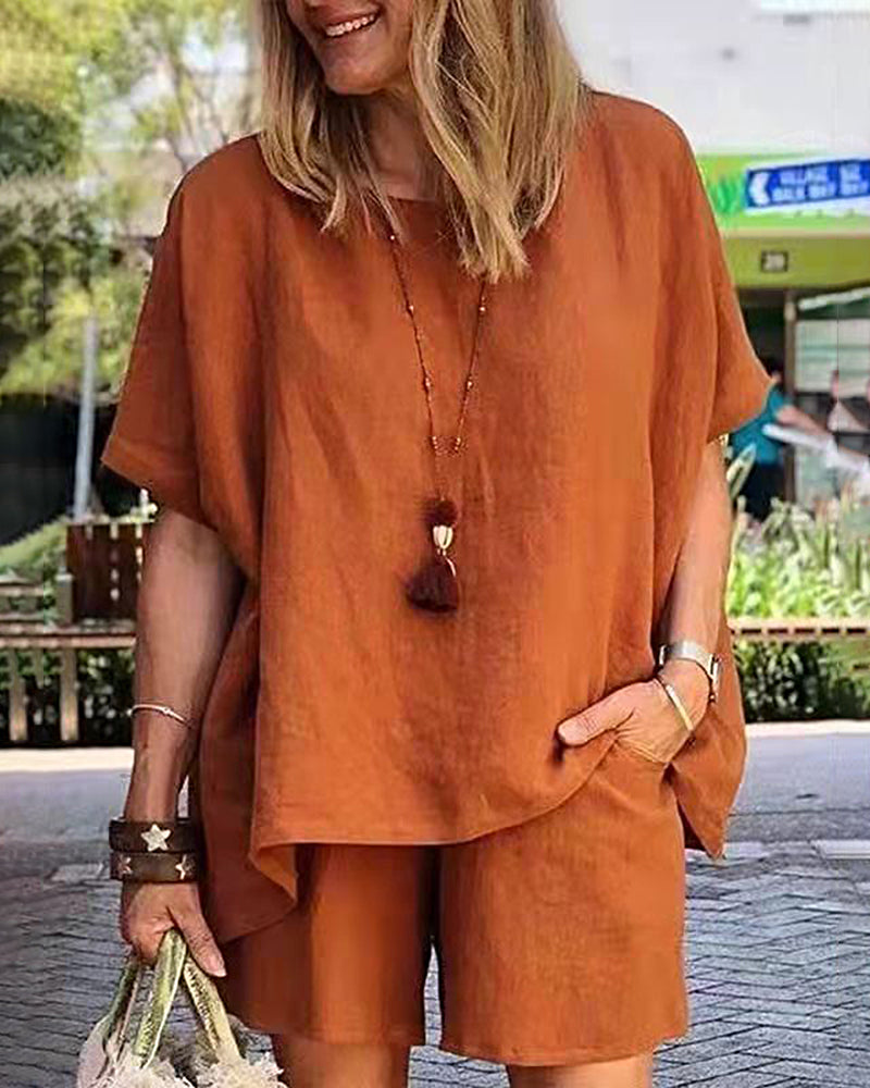 Two Piece Shorts Sets – Orange Two Piece Shorts Sets – Orange