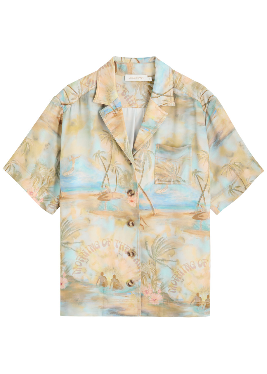 Zimmermann Illuminate Printed Crepe Shirt – Multicoloured – S Zimmermann Illuminate Printed Crepe Shirt – Multicoloured – S
