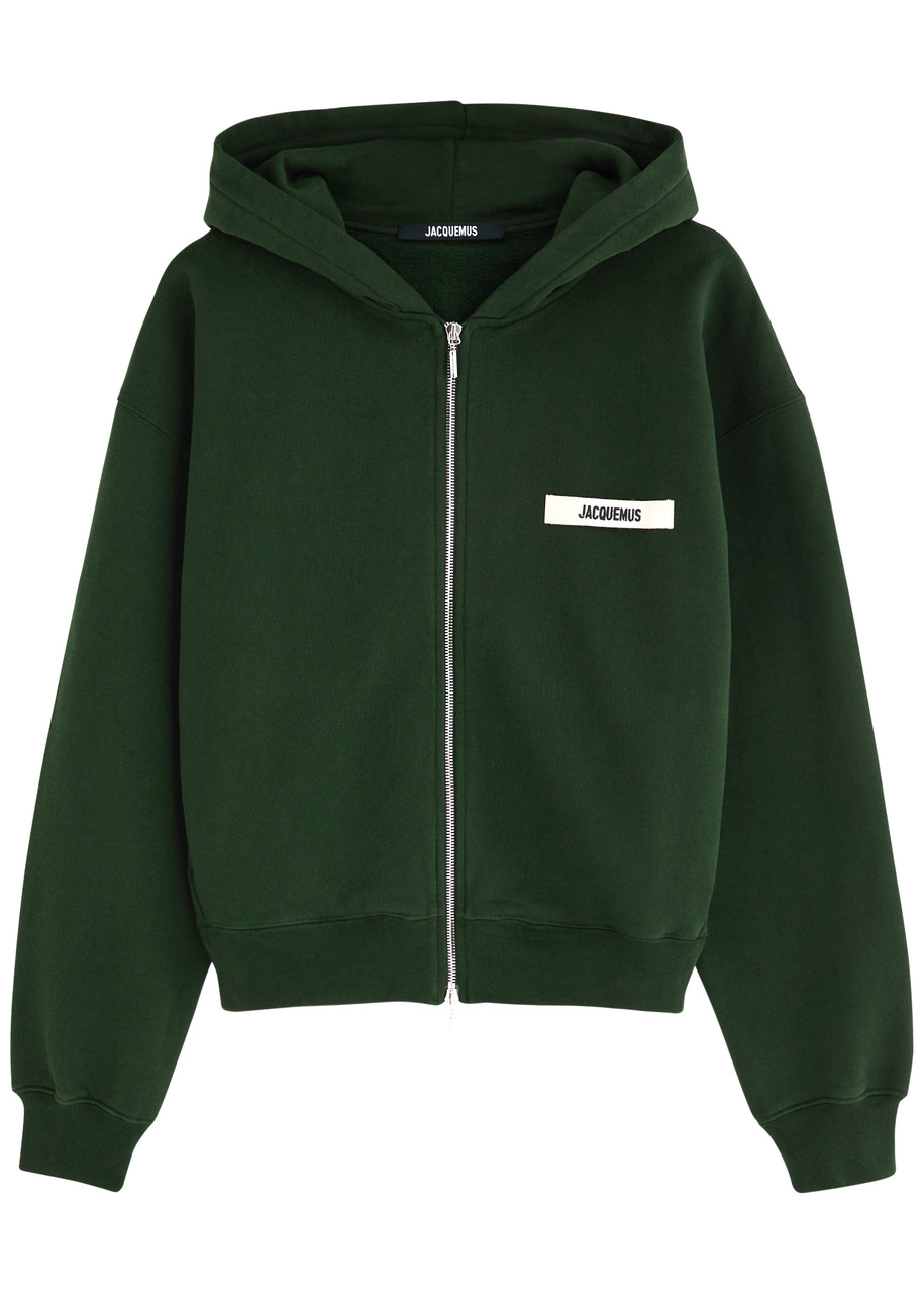 Jacquemus Le Hoodie Zip Gros Grain Cotton Sweatshirt – Dark Green Jacquemus Le Hoodie Zip Gros Grain Cotton Sweatshirt – Dark Green