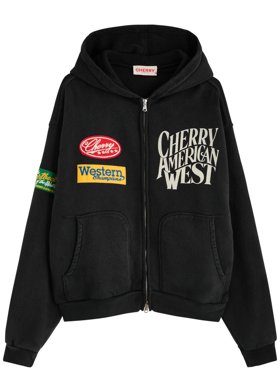 Cherry Los Angeles Logo Hooded Cotton Sweatshirt – Black
