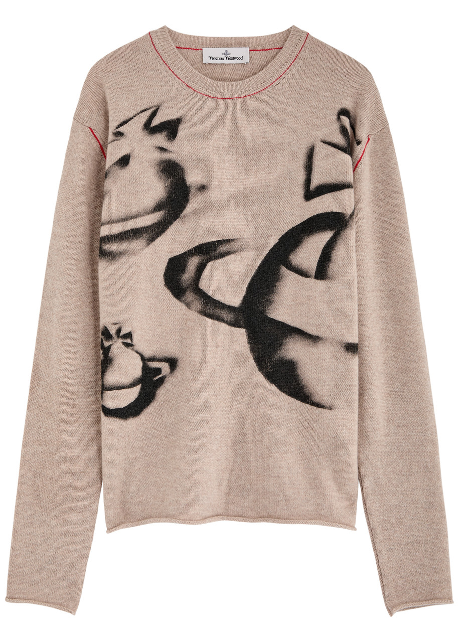 Vivienne Westwood Orbit Printed Wool-blend Jumper – Beige