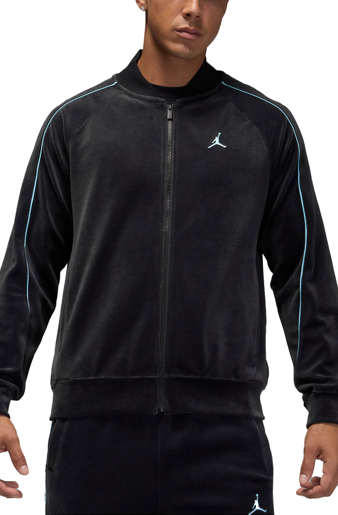 Men Brooklyn Velour Track Jacket BlackBlue Chill Jacket BlackBlue Chill