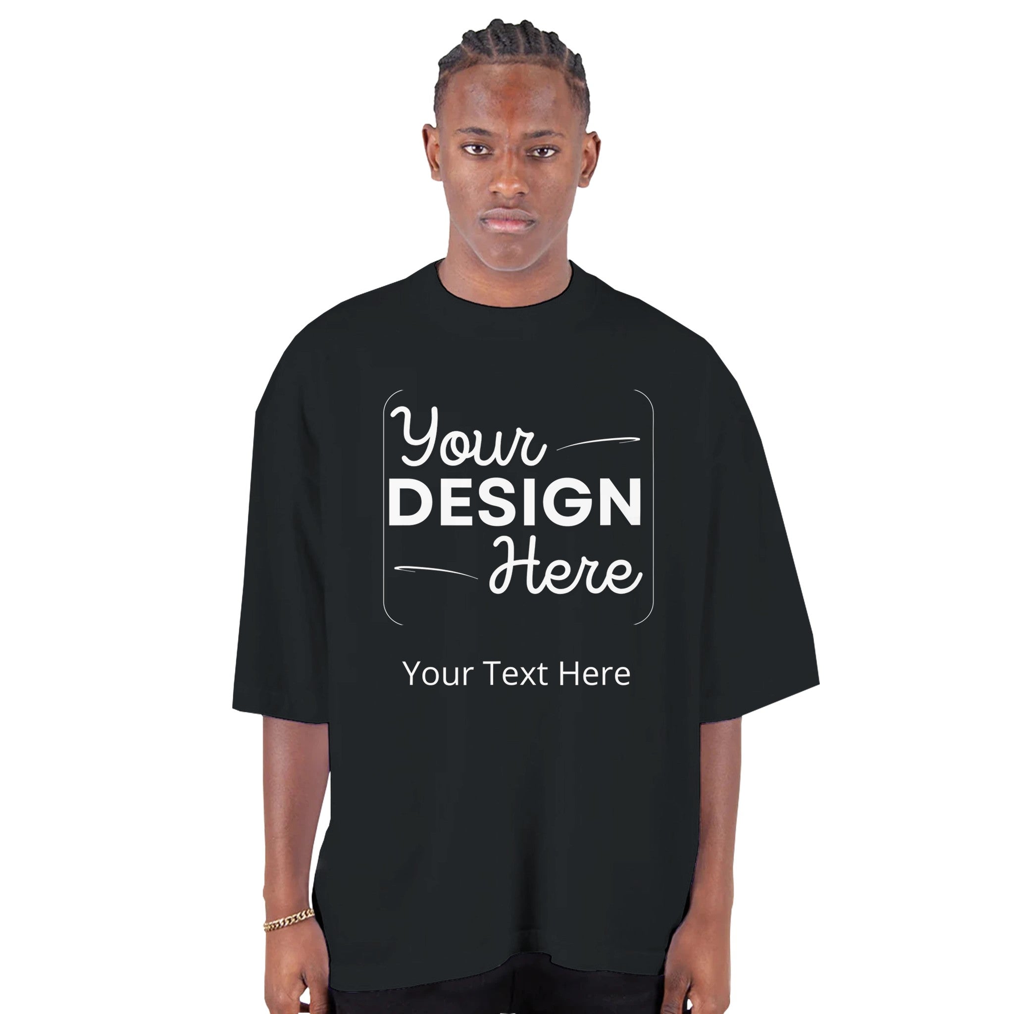 Versatile Vibes – Heavyweight Customizable Oversized Crewneck Shirt – S Black