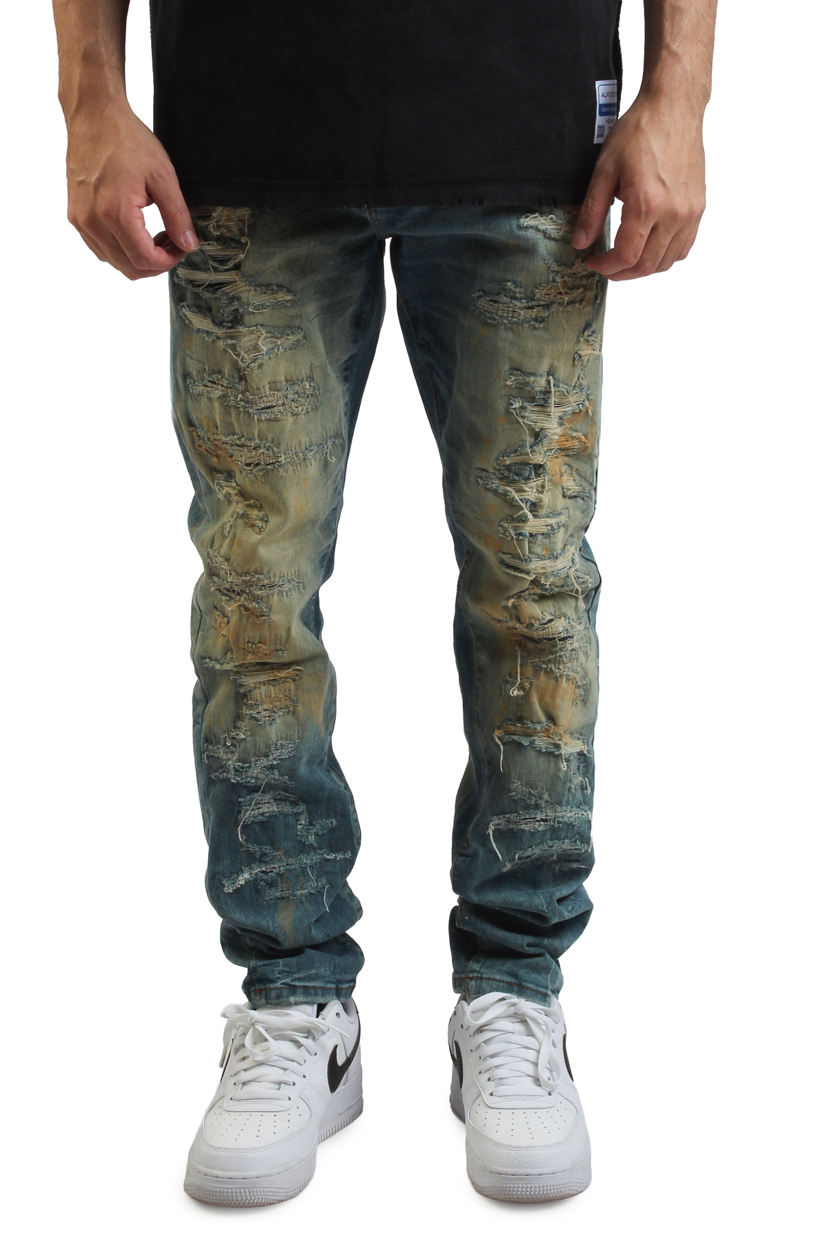 Men Sean Ripped Slim Jeans Desert Blue Pants x L Desert Blue