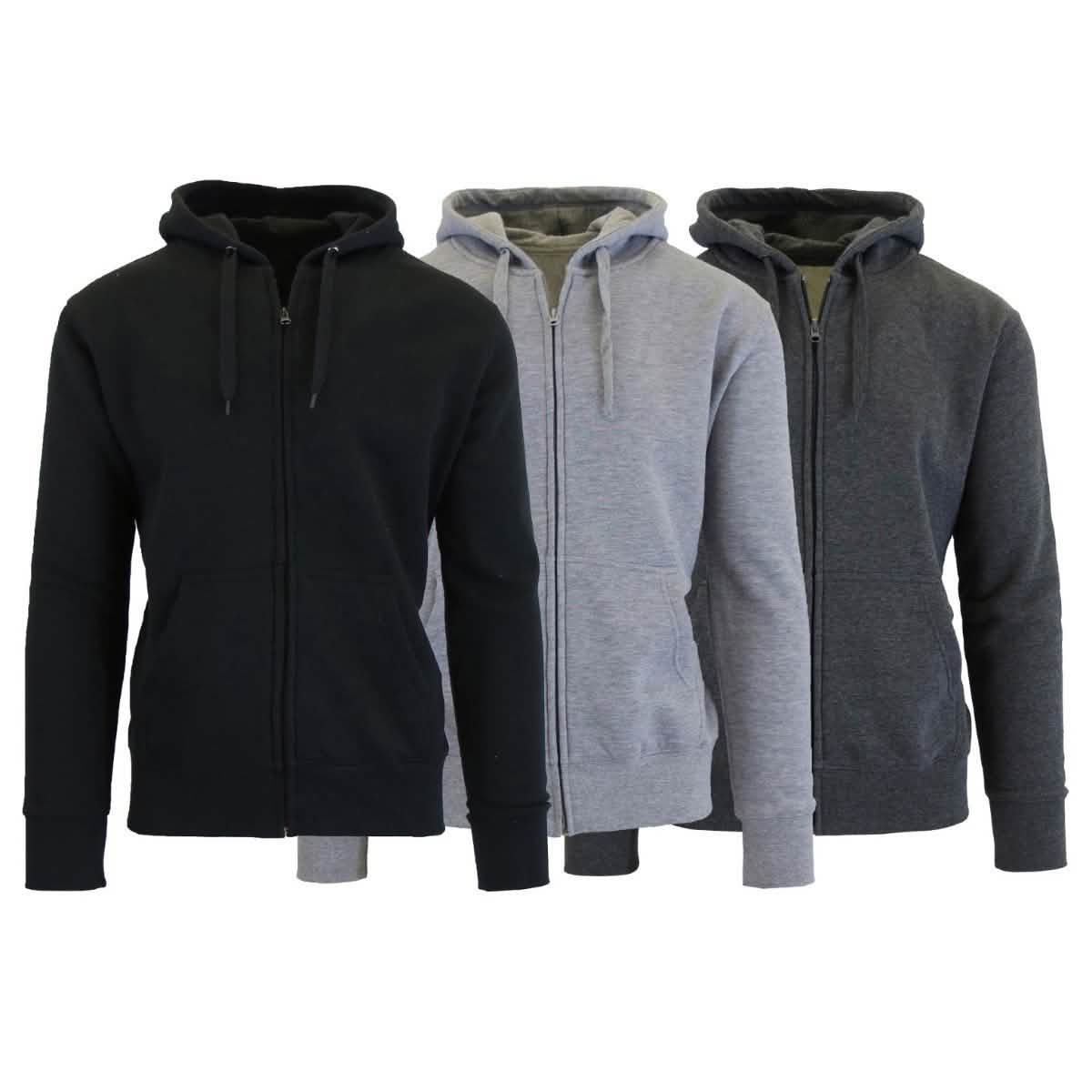 -Pack Men’s Slim-Fit Fleece-Lined Zip Hoodie – BlackCharcoalHeather Gray -Pack Men’s Slim-Fit Fleece-Lined Zip Hoodie – BlackCharcoalHeather Gray