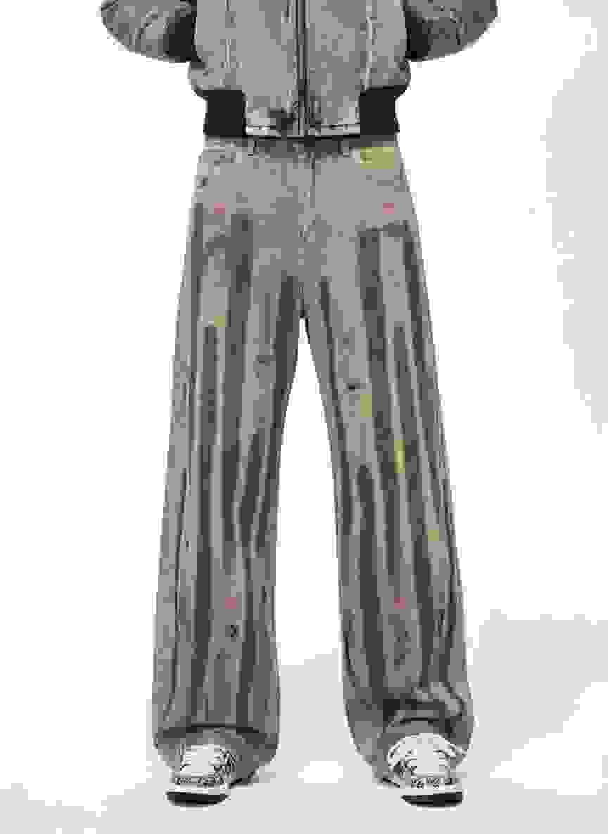 Retro Washed Brushstroke Baggy Jeans Retro Washed Brushstroke Baggy Jeans