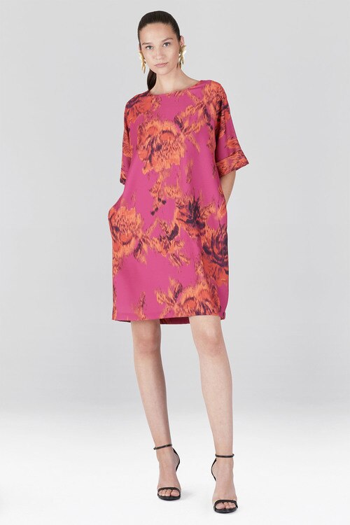 Tie-Dye Floral – Crepe Shirt Dress – guava Tie-Dye Floral – Crepe Shirt Dress – guava