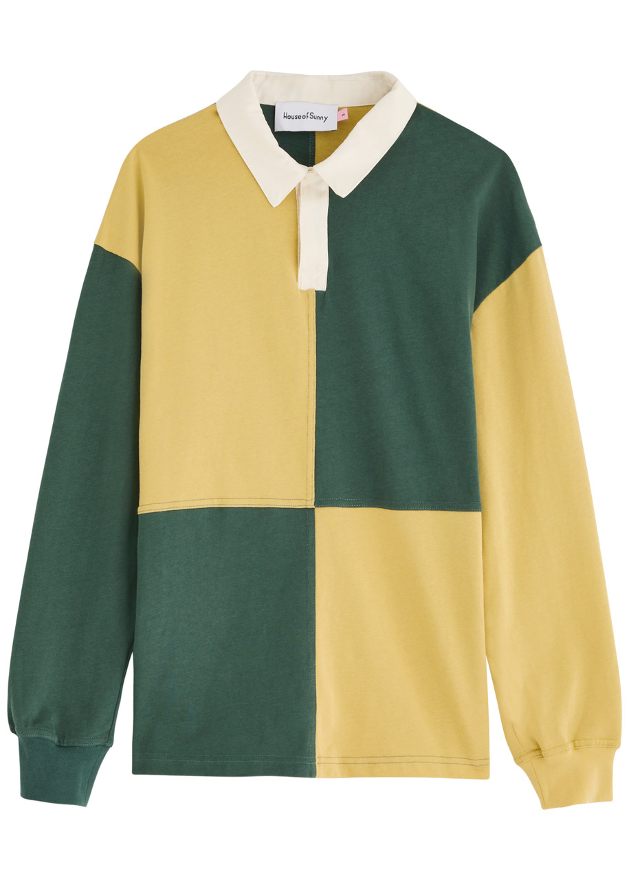 House OF Sunny Colour-blocked Cotton Rugby Shirt – Green – S – S House OF Sunny Colour-blocked Cotton Rugby Shirt – Green – S – S