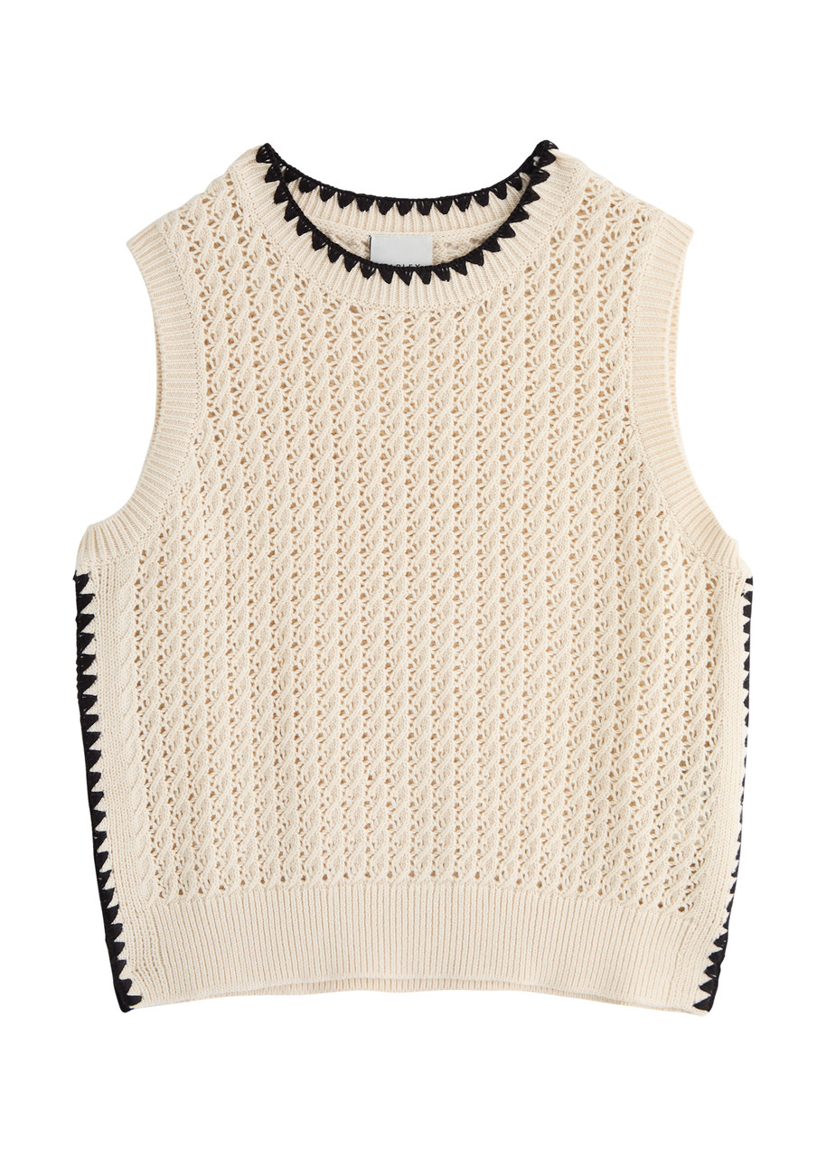 Varley Delaney Open-knit Cotton Vest – Cream – L L