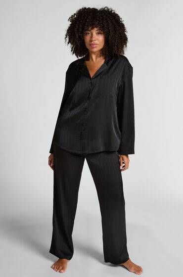 Hunkemöller Satin Pinstripe Trousers Black