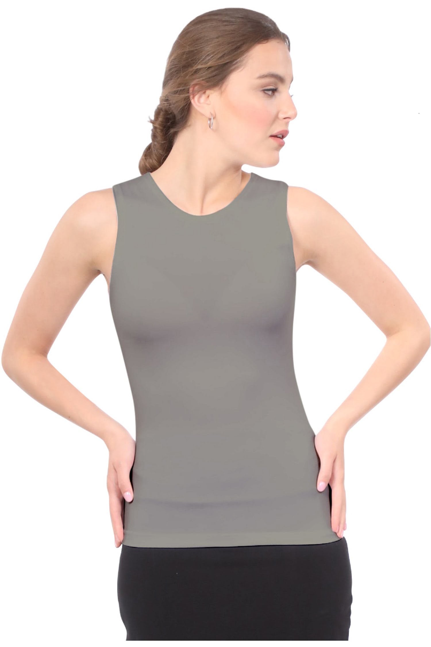 Premium Sleeveless Layering Tank Top with Full Shoulder Coverage – Silver Grey Small Premium Sleeveless Layering Tank Top with Full Shoulder Coverage – Silver Grey Small