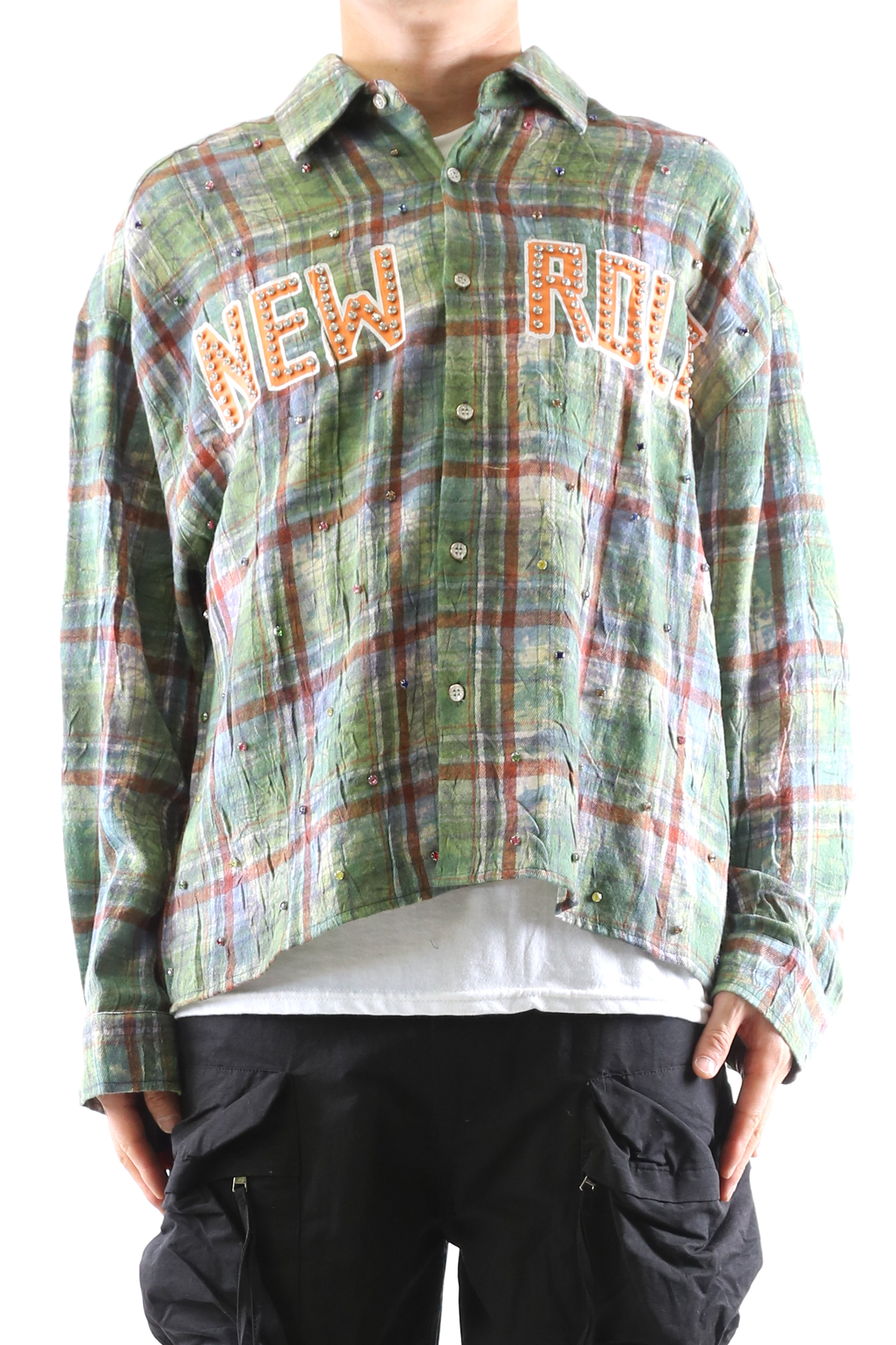 WELD Long Sleeve Washed Flannel Crop Top Button Down Shirt WELD Long Sleeve Washed Flannel Crop Top Button Down Shirt