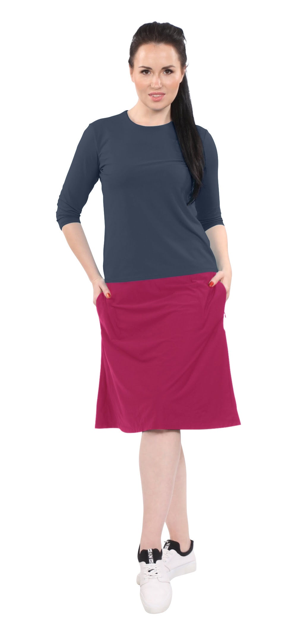 Modest A-Line Athletic Skort with Knee-Length Shorts – Swim & Sport Ready