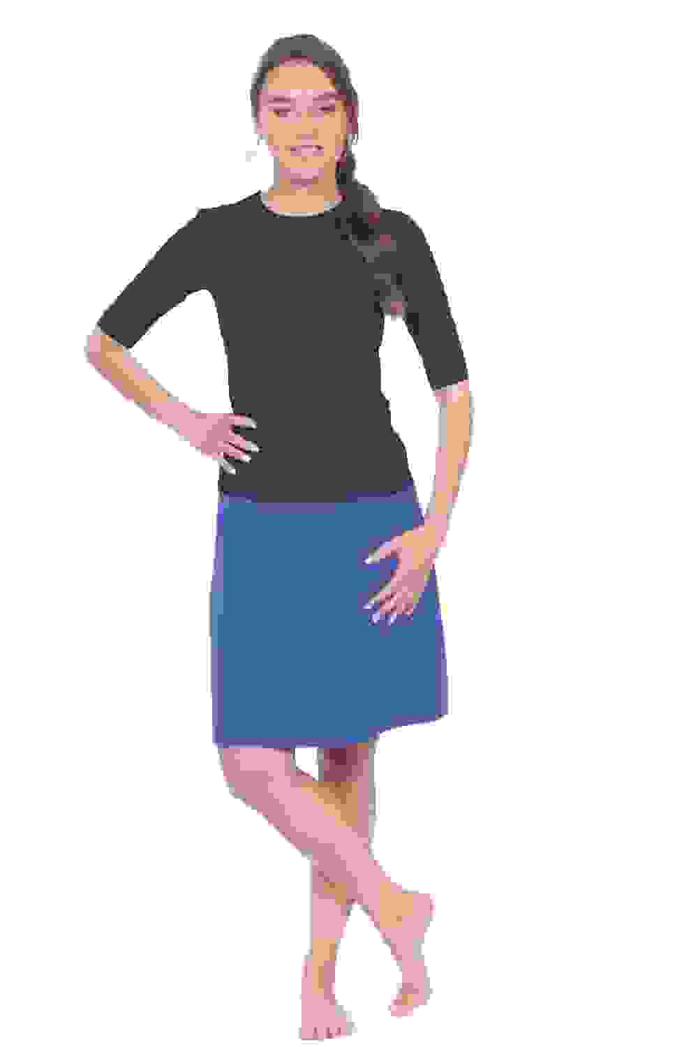 Knee-Length SwimSport Skirt with Attached Shorts, Pocket and UPF + Protection – Periwinkle Large Knee-Length SwimSport Skirt with Attached Shorts, Pocket and UPF + Protection – Periwinkle Large