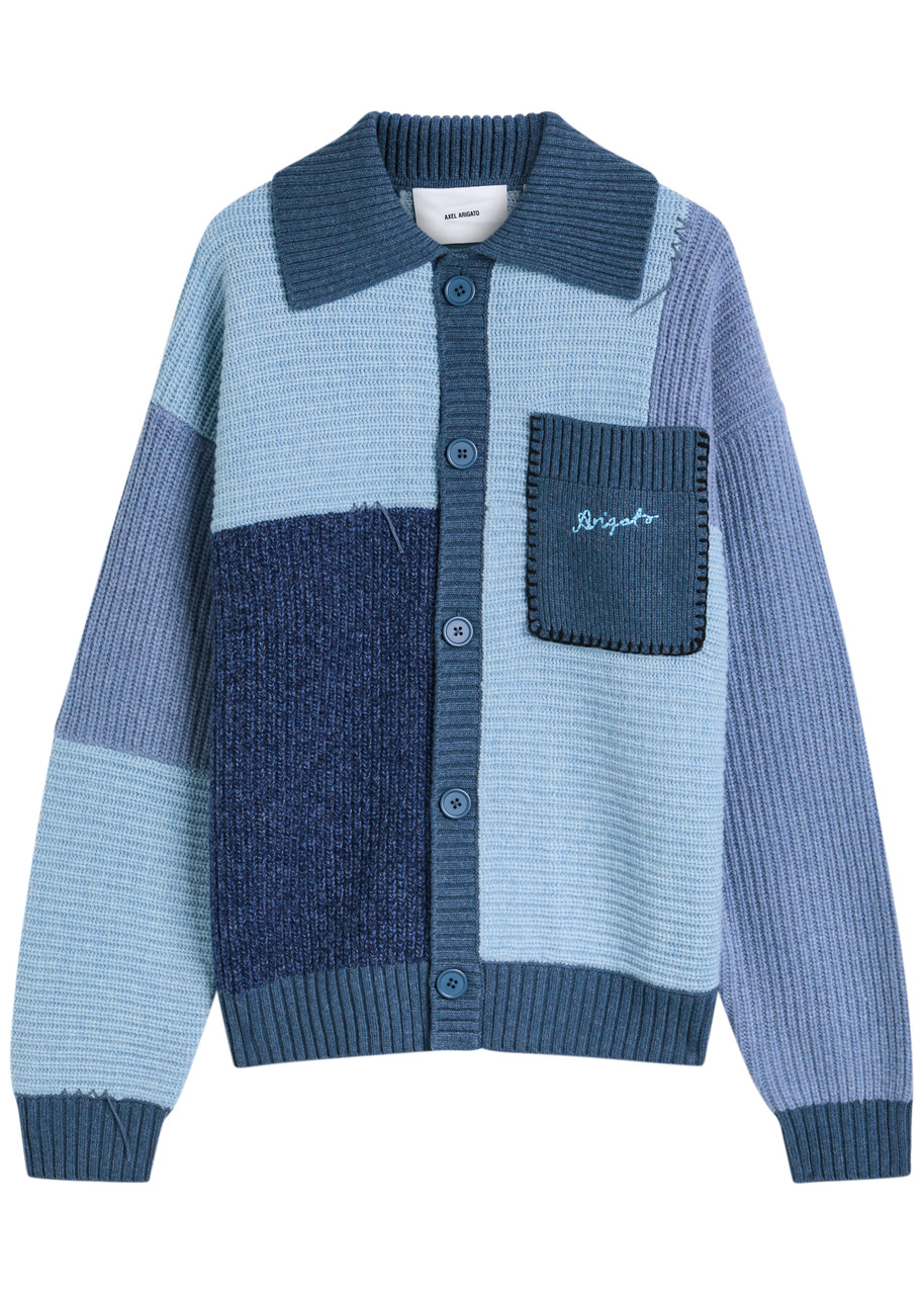 Axel Arigato Franco Colour-block Wool-blend Cardigan – Blue