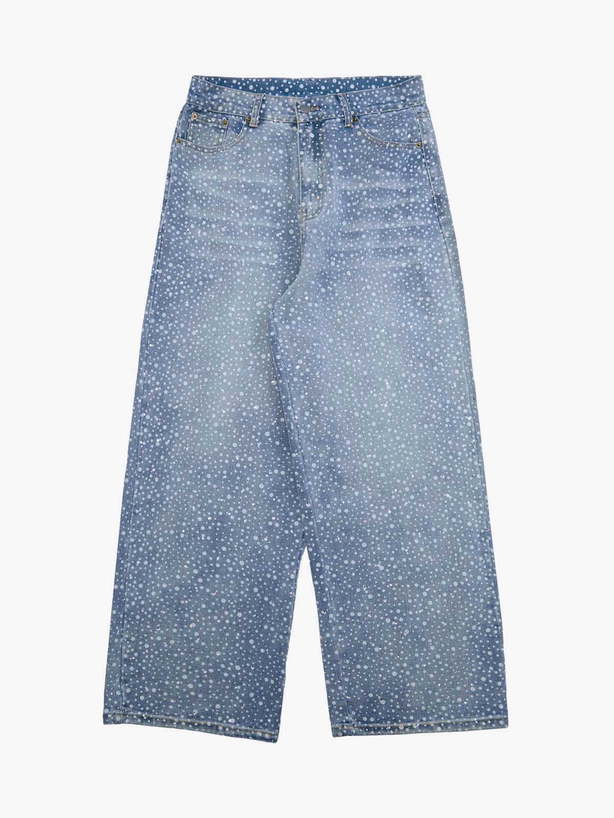 Thesupermade Ink Splashed Hotfix Rhinestone Baggy Jeans Thesupermade Ink Splashed Hotfix Rhinestone Baggy Jeans