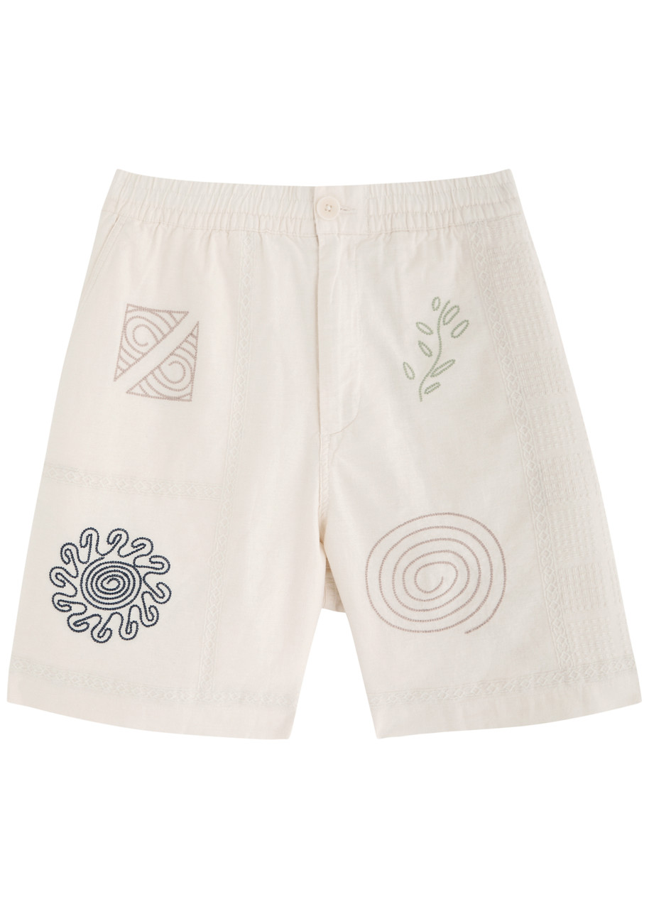 Wax London Doodle Embroidered Cotton-blend Shorts – Ecru Wax London Doodle Embroidered Cotton-blend Shorts – Ecru