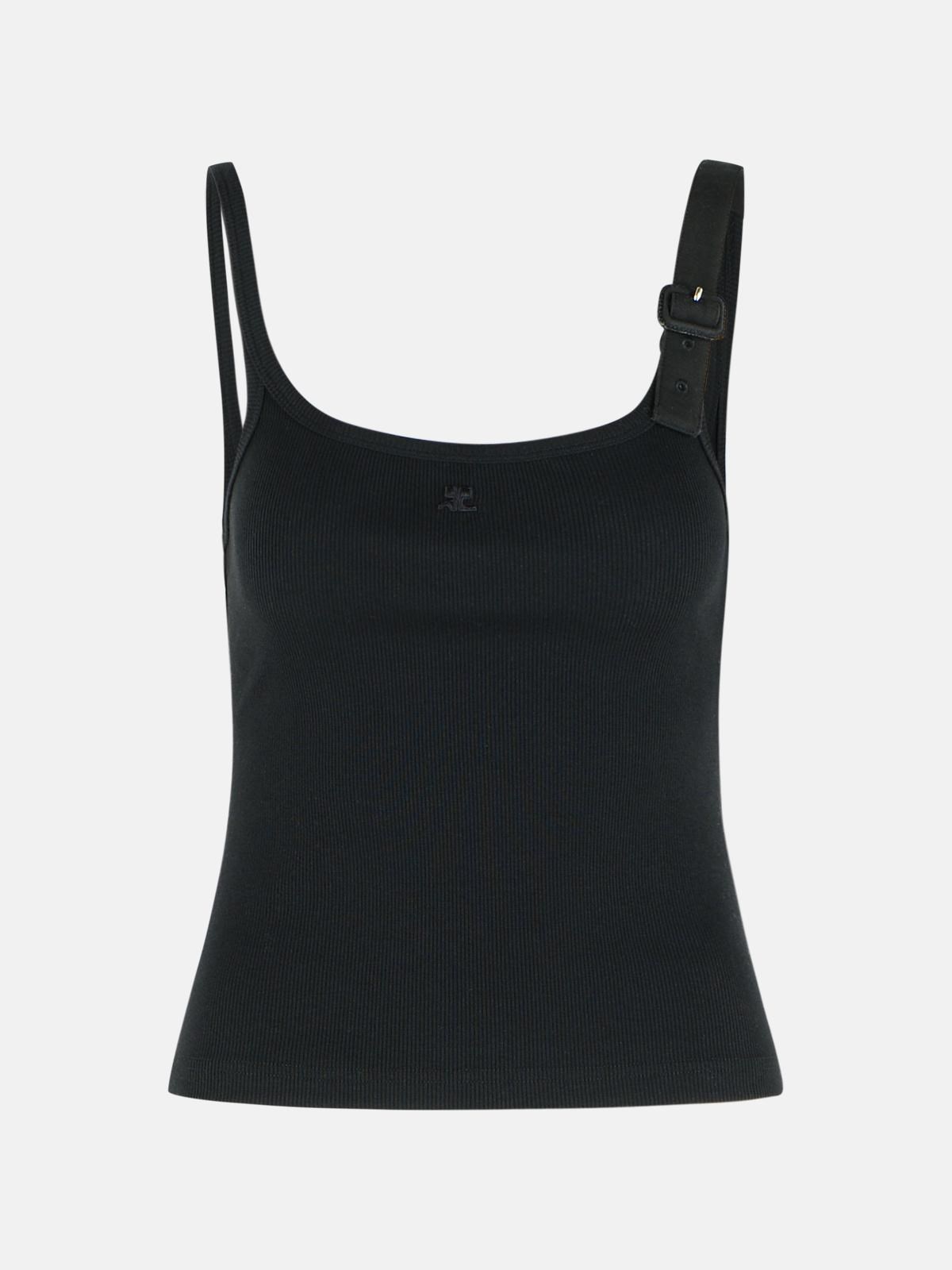 COURREGES ‘Buckle ‘S’ Black Cotton Tank Top COURREGES ‘Buckle ‘S’ Black Cotton Tank Top