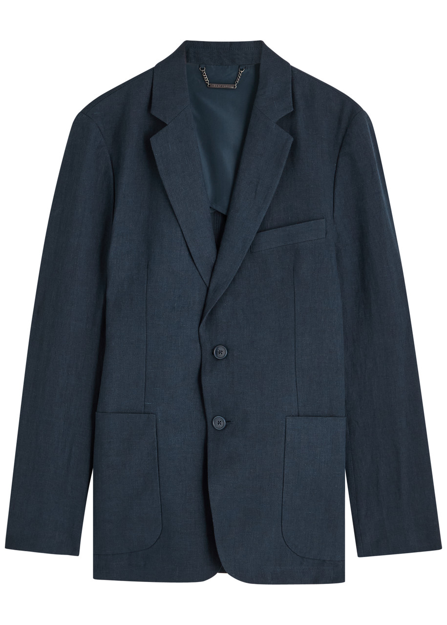 Percival Tailored Linen Blazer – Navy –