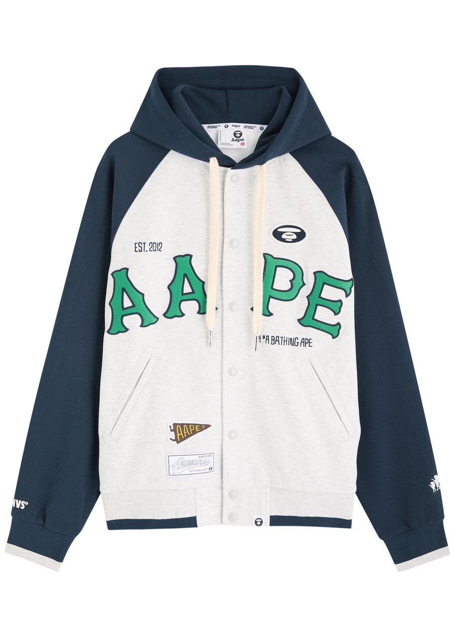 Aape College Colour-block Hooded Sweatshirt – Blue
