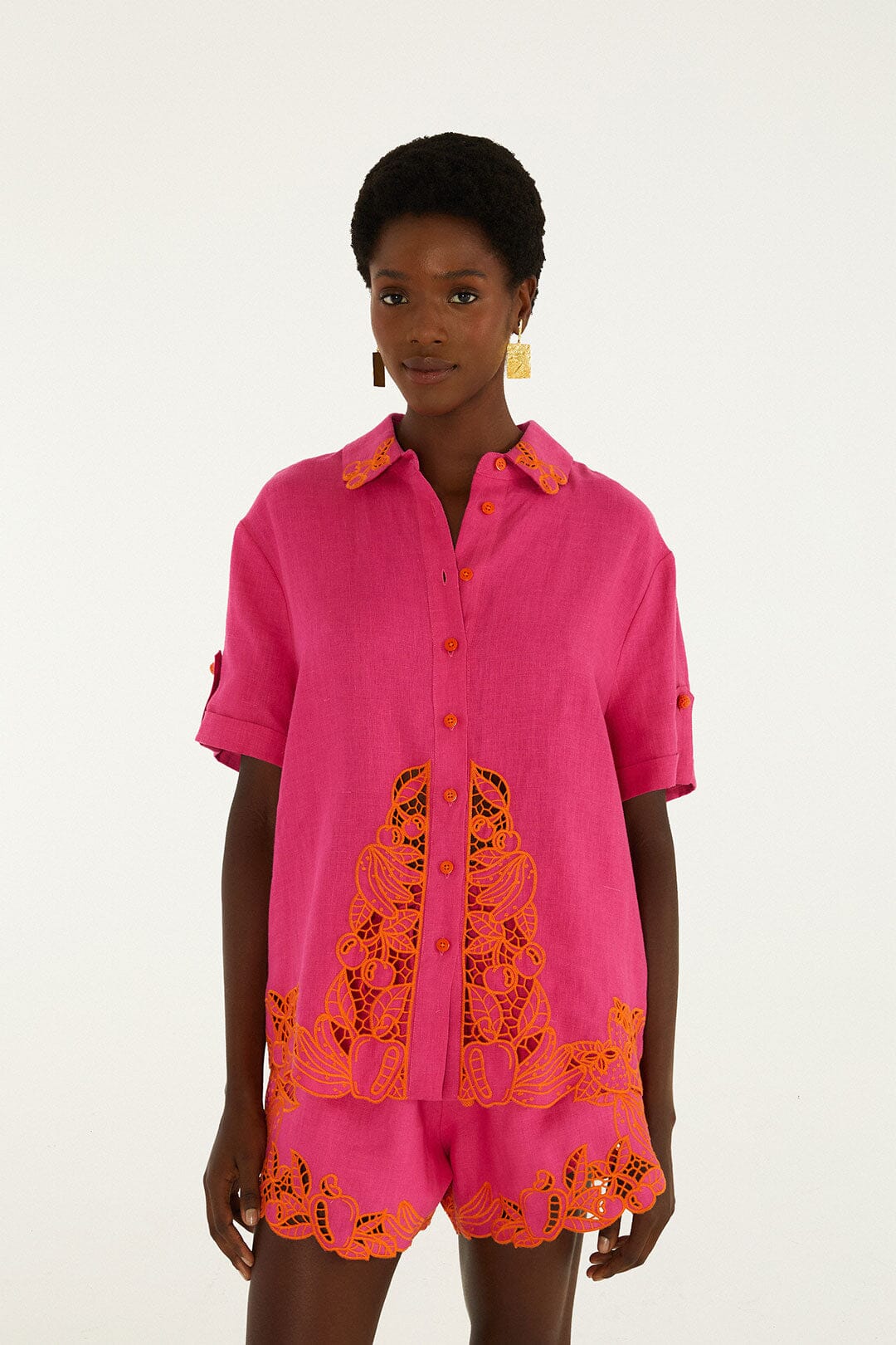 Pink Fruit Richelieu Artisanal Euroflax Premium Linen Shirt, PINK Pink Fruit Richelieu Artisanal Euroflax Premium Linen Shirt, PINK