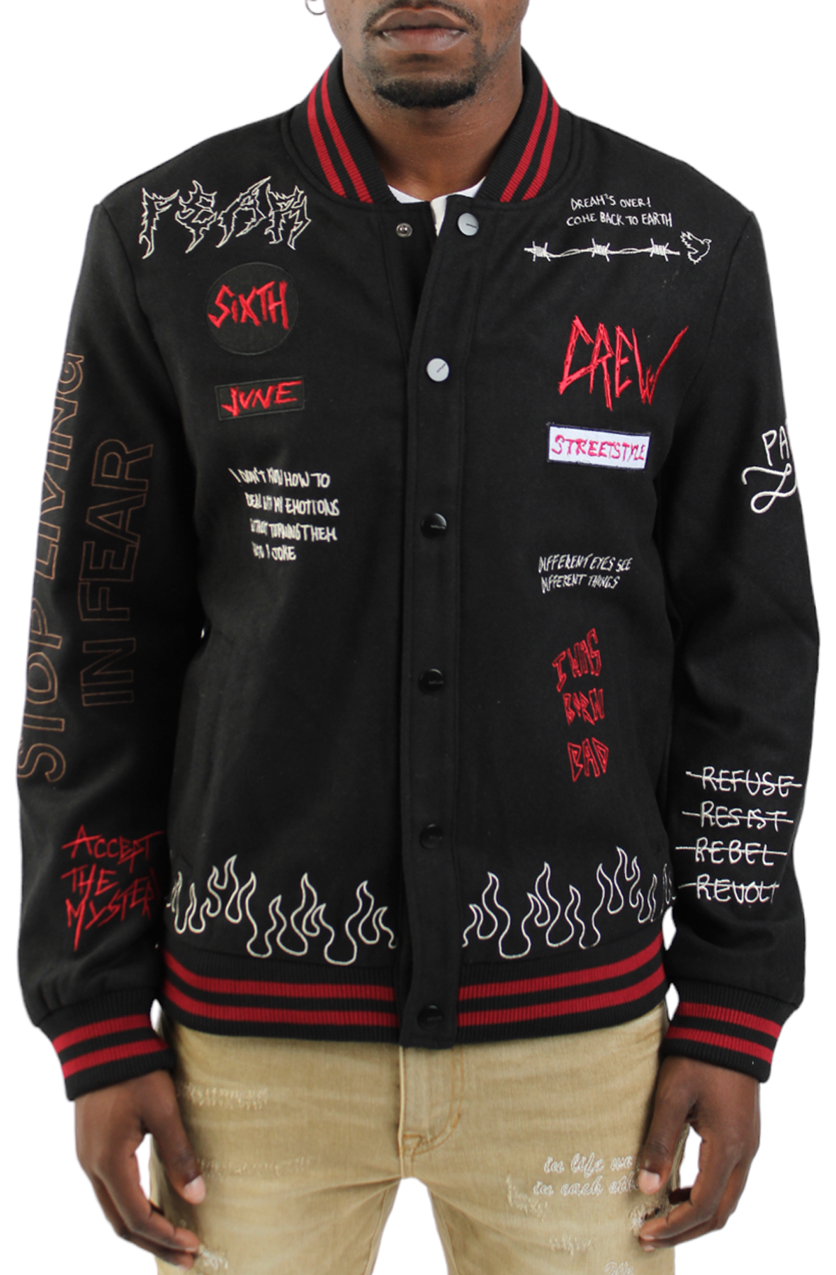 Men Crew Love Varsity Jacket Black Jackets Black Men Crew Love Varsity Jacket Black Jackets Black