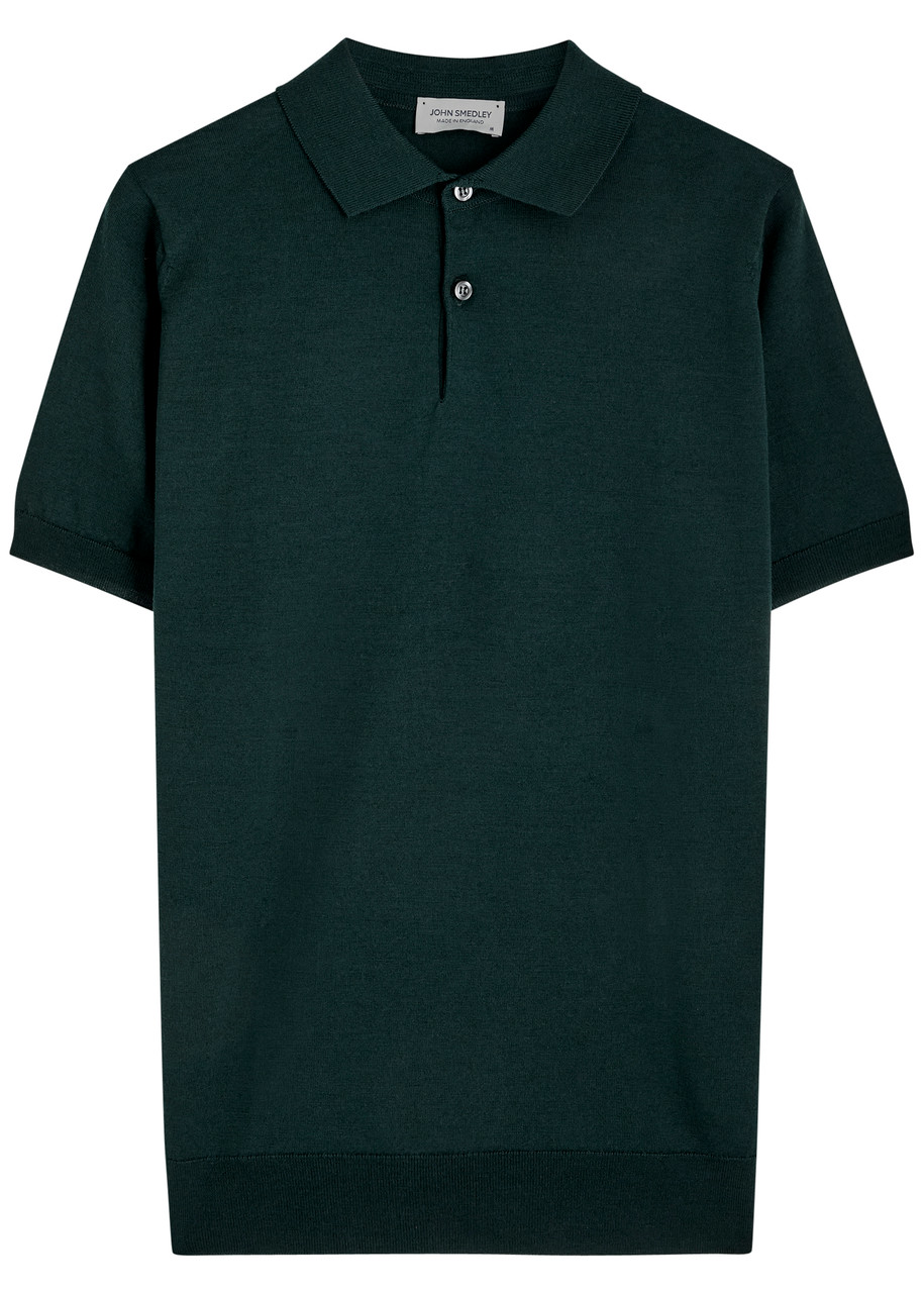 John Smedley Payton Wool Polo Shirt – Dark Green