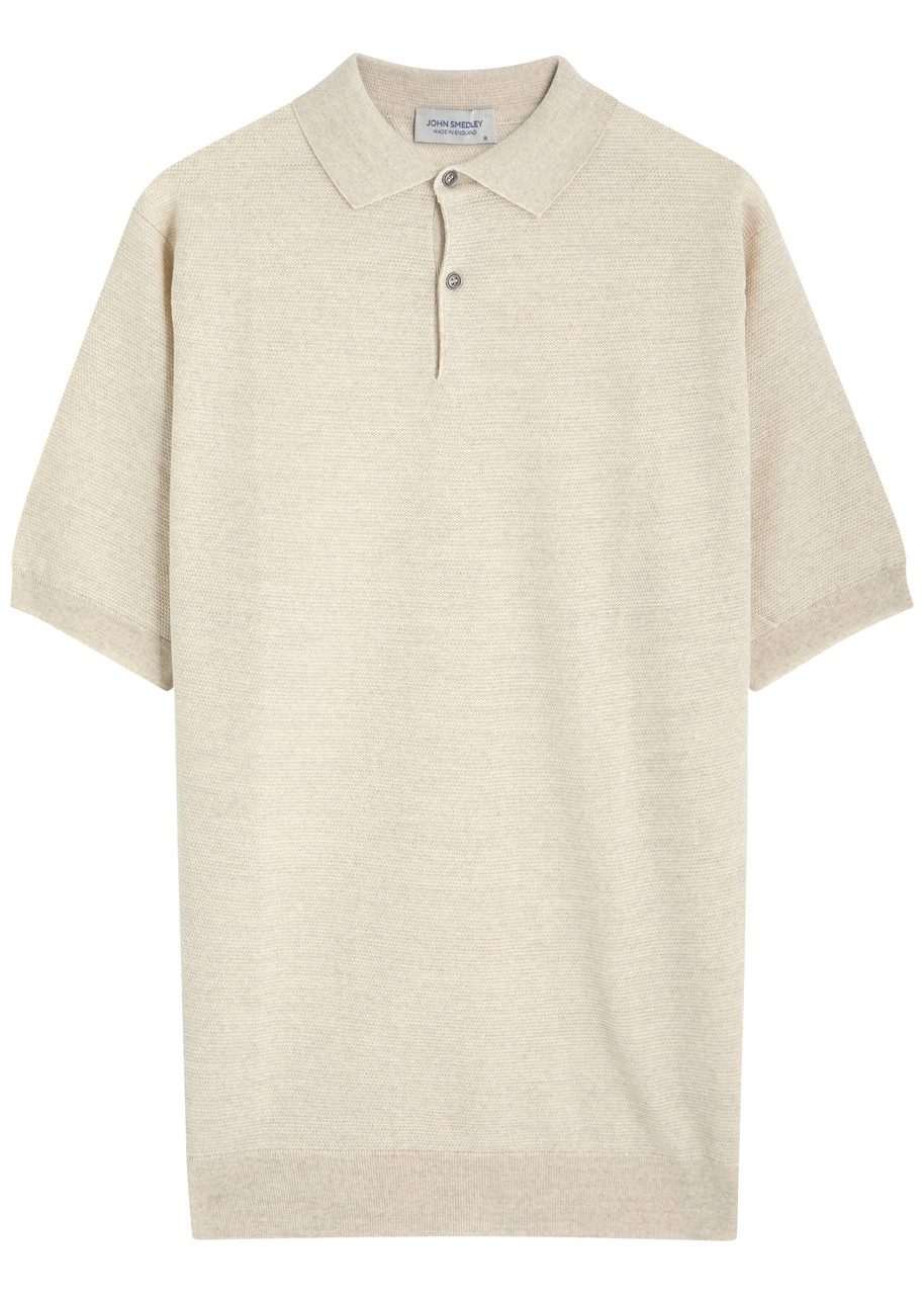 John Smedley Textured Fine-knit Wool Polo Shirt – Grey John Smedley Textured Fine-knit Wool Polo Shirt – Grey