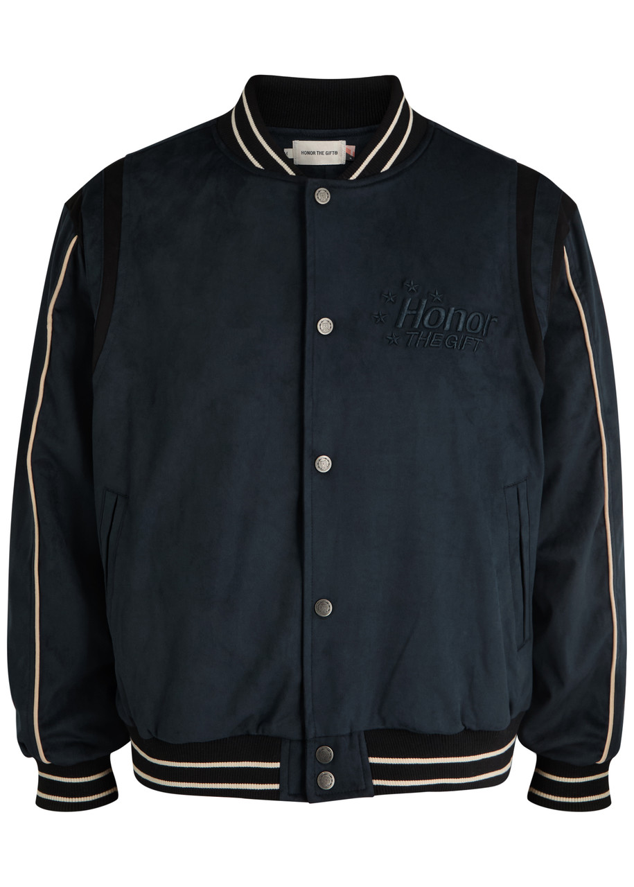 Honor The Gift Oil Head Velvet Varsity Jacket – Navy Honor The Gift Oil Head Velvet Varsity Jacket – Navy