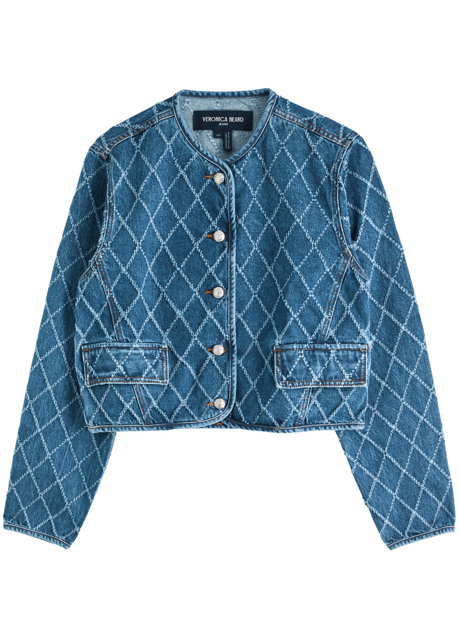 Veronica Beard Nolita Diamond Denim Jacket – Blue – M M Veronica Beard Nolita Diamond Denim Jacket – Blue – M M