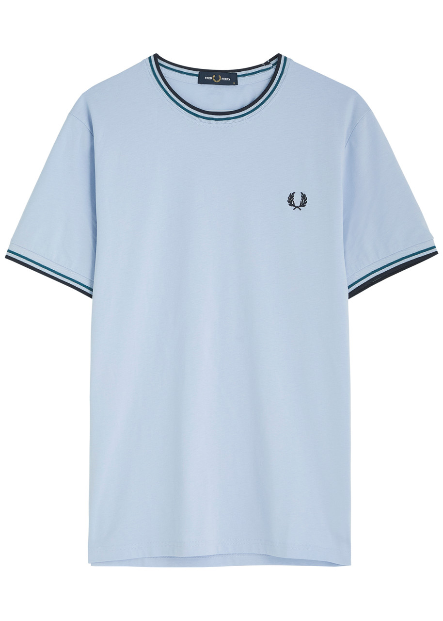 Fred Perry Stripe-trimmed Logo Cotton shirt – Light Blue Fred Perry Stripe-trimmed Logo Cotton shirt – Light Blue