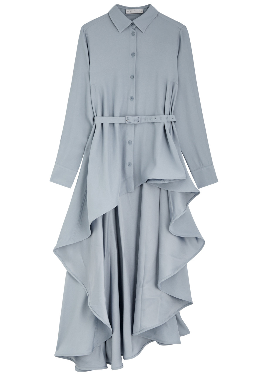 Palmerharding Waterfall Asymmetric Satin-crepe Shirt – Light Blue – L